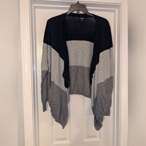 Apt. 9 Black and Gray Open-Front Draped Colorblock Cardigan